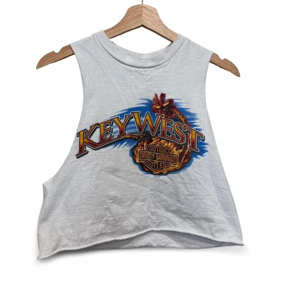 Harley-Davidson Tops - Vintage Harley-Davidson Key West Cropped Sleeveless Tee Size Small